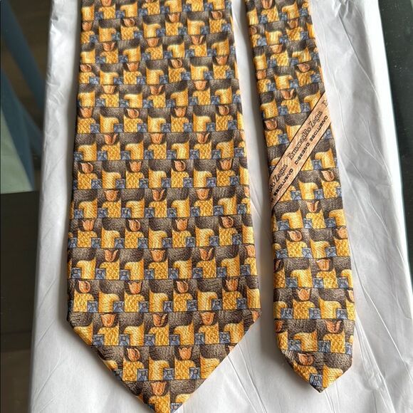 Ermenegildo Zegna Other - Ermenegildo Zegna Vintage Silk Necktie with Exclusive Geometric Pattern.